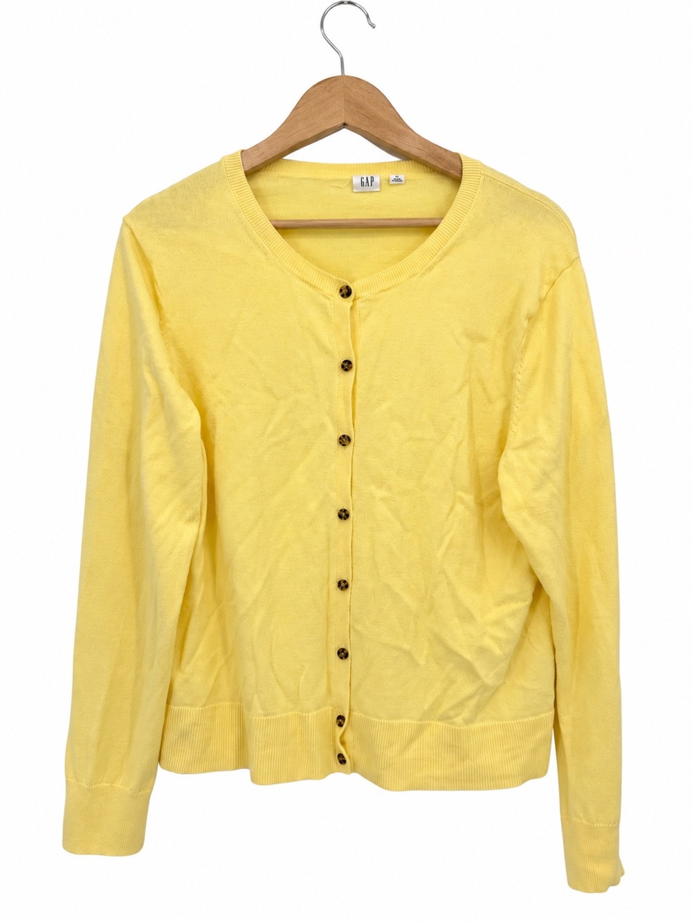 GAP Yellow Cotton Cardigan Sweater Women’s XL Button Front Lightweight